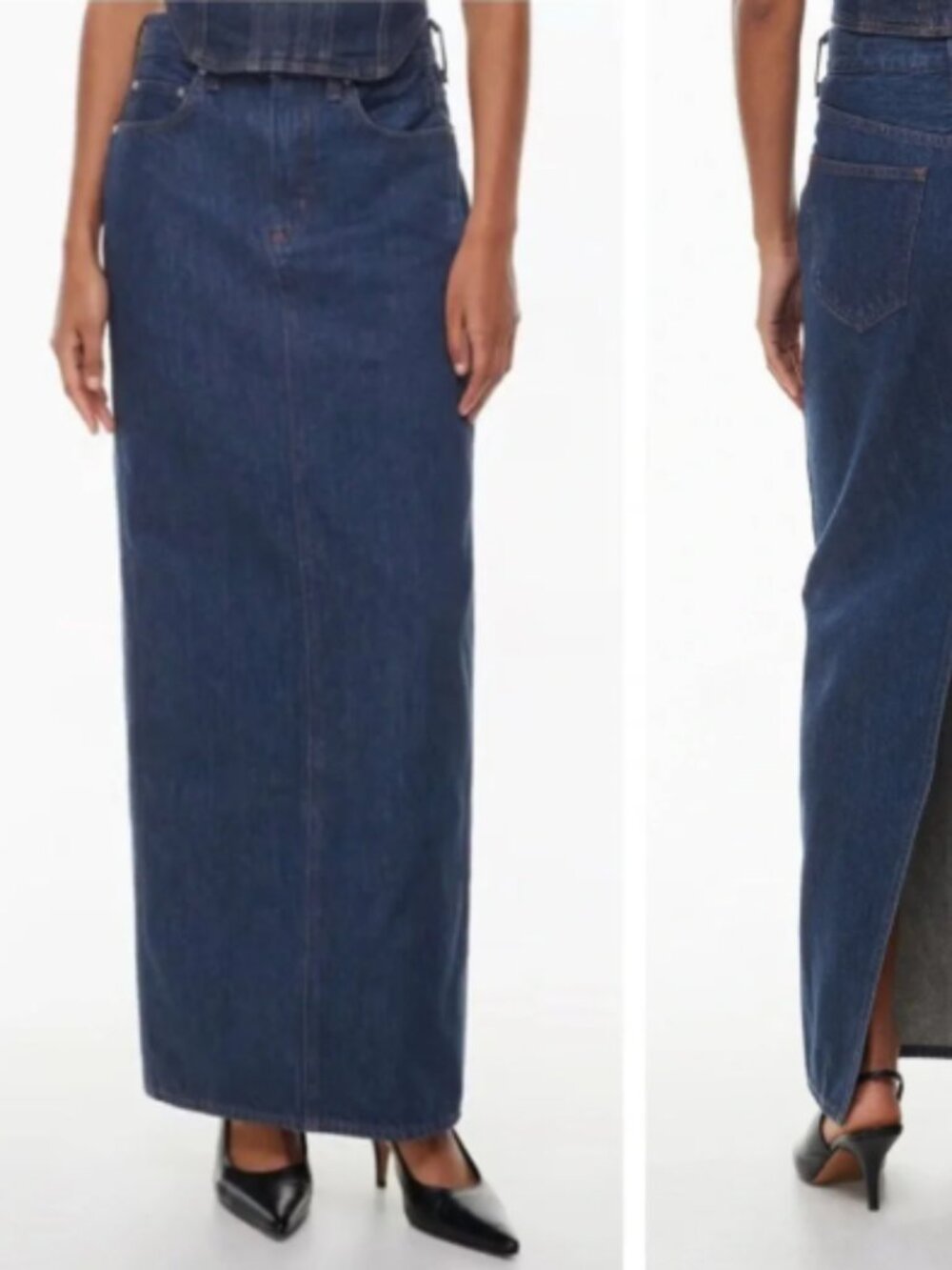 Aritzia Denim Forum 90s Pencil Maxi Skirt — Dark Wash